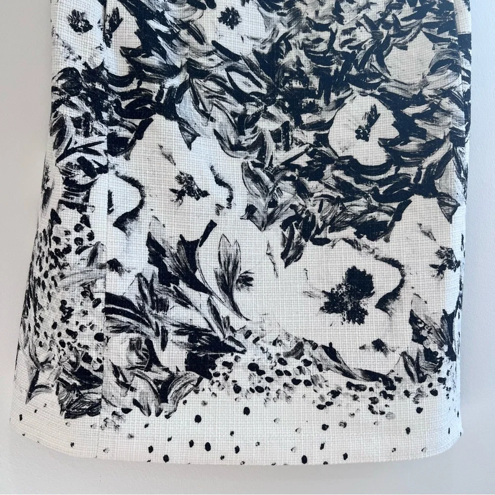 Yeohlee Floral print Sheath Midi Dress Cap Sleeves, Boat Neck, Black & White, 8 - Picture 8 of 13